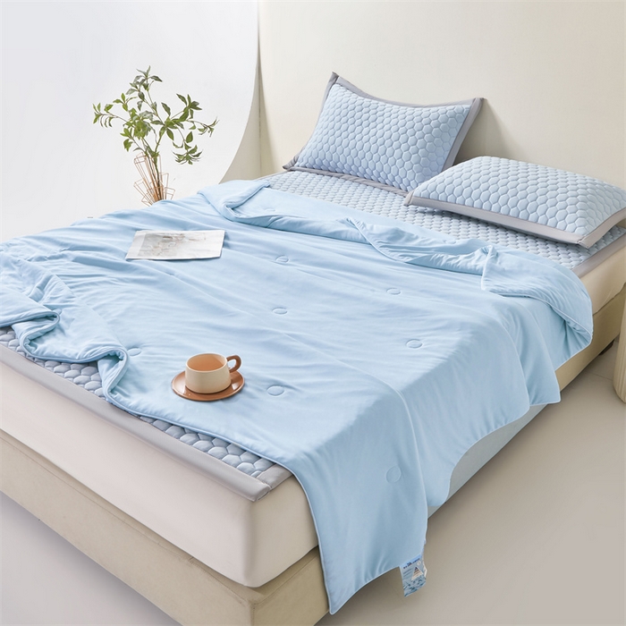 91家纺网 家纺一手货源 找家纺 （总）雯豆家纺 2025夏季新品100%锦纶纯色凉感夏被空调被7A抗菌薄被子可机洗被芯