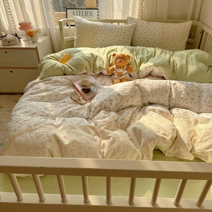 顾里2025新款蕾丝花边云感双层纱套件四件套 草莓蝴蝶结