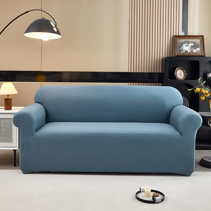 91家纺网 家纺一手货源 找家纺 共鸣沙发套 新款牛奶丝覆膜防水纯色系列沙发套 孔雀蓝