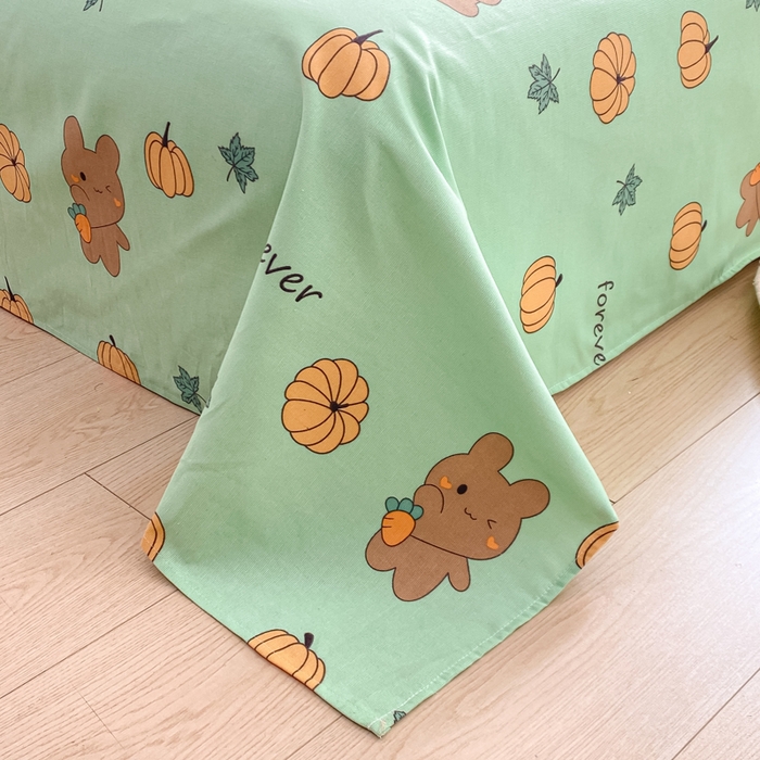 91家纺网 家纺一手货源 找家纺 米柳2025新款原棉老粗布凉席系列 南瓜小熊