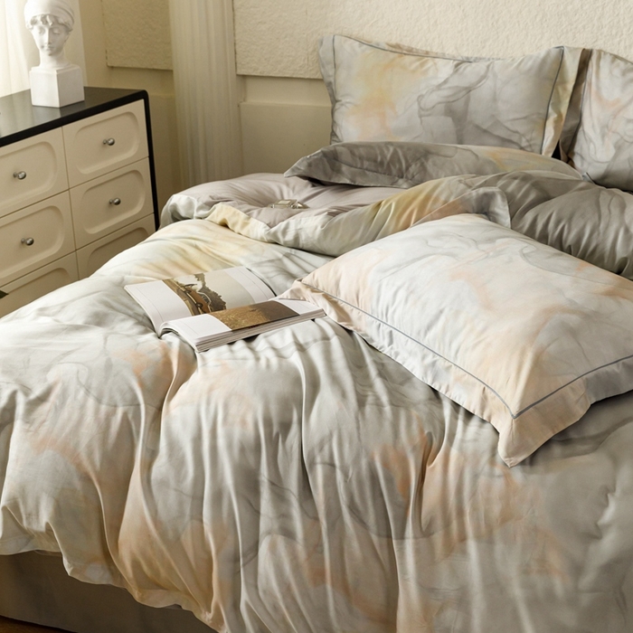 91家纺网 家纺一手货源 找家纺 金奇达2025新款【东方诗意】-轻氧水光莱赛尔（标准号全网控价（折后券后）不低于268） 曼得尔-灰