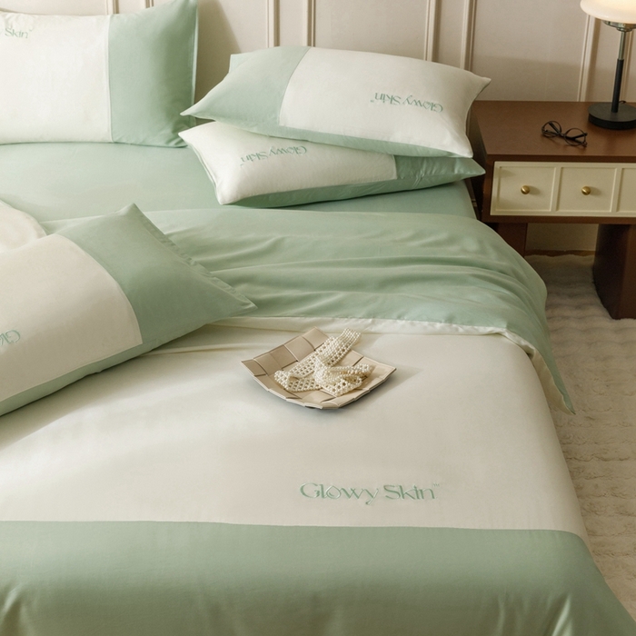 91家纺网 家纺一手货源 找家纺 金奇达2025新款【黛拉】-茧养莱赛尔四件套（标准号全网控价（折后券后）不低于228元） 黛拉-香草绿