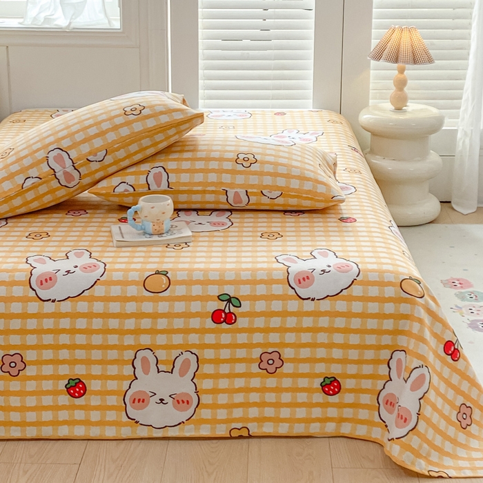 91家纺网 家纺一手货源 找家纺 米柳2025新款原棉老粗布凉席系列 樱桃兔