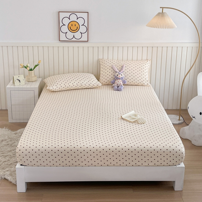 91家纺网 家纺一手货源 找家纺 芯元素 2025新款针织双层纱印花床笠 甜心-咖