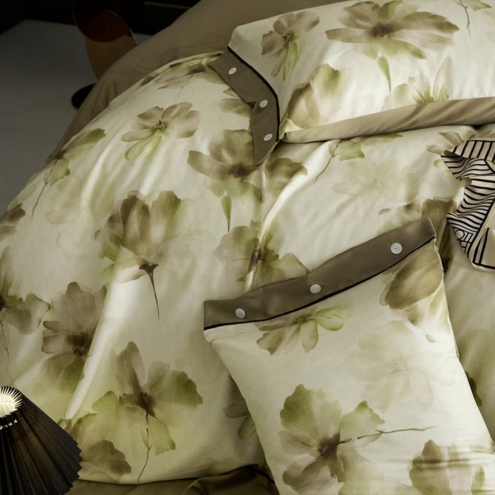 91家纺网 家纺一手货源 找家纺 金奇达2025新款【浮光花漾】-茧养莱赛尔四件套（标准号全网控价（折后券后）不低于258元） 南栀-古绿