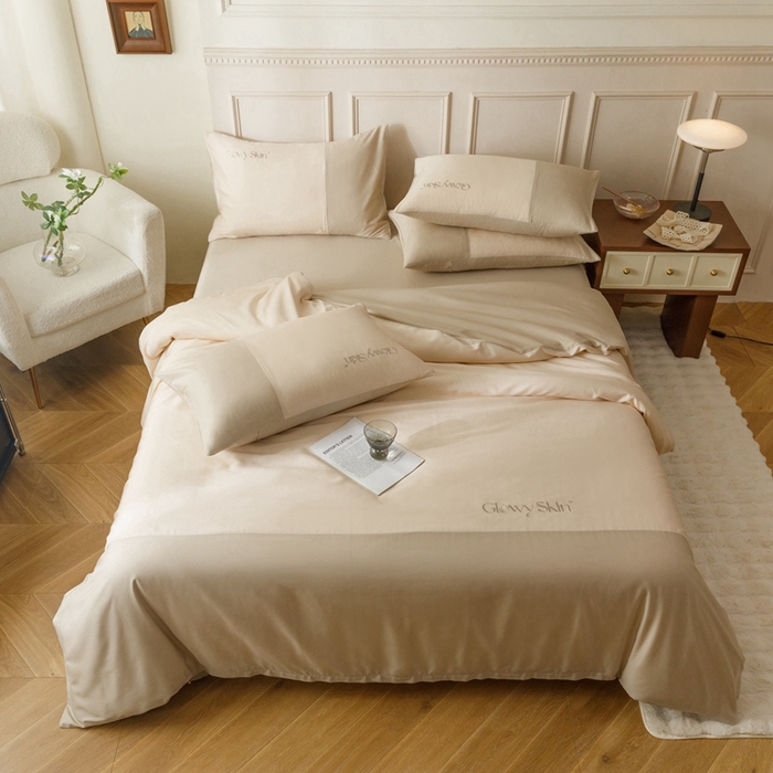 91家纺网 家纺一手货源 找家纺 金奇达2025新款【黛拉】-茧养莱赛尔四件套（标准号全网控价（折后券后）不低于228元） 黛拉-云母咖