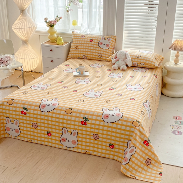 91家纺网 家纺一手货源 找家纺 米柳2025新款原棉老粗布凉席系列 樱桃兔