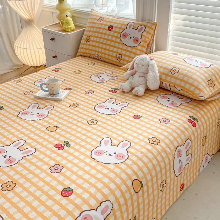 91家纺网 家纺一手货源 找家纺 米柳2025新款原棉老粗布凉席系列 樱桃兔