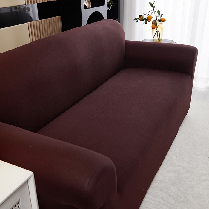 91家纺网 家纺一手货源 找家纺 共鸣沙发套 新款牛奶丝覆膜防水纯色系列沙发套 栗色