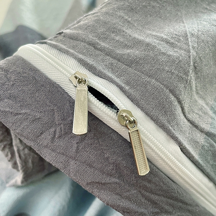 91家纺网 家纺一手货源 找家纺 喜四方 2025新款全棉色织水洗棉四件套 米夕大格-灰