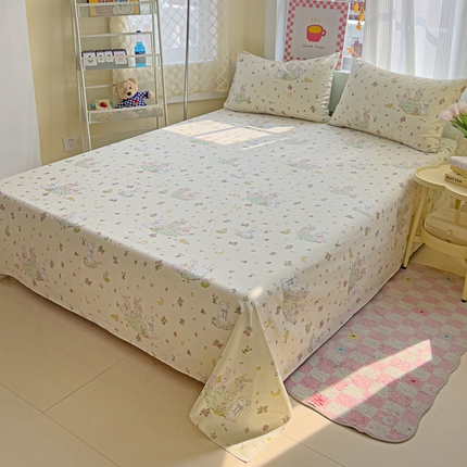 棉生活家纺 2025新款ins全棉小清新系列单品床单 月下小兔