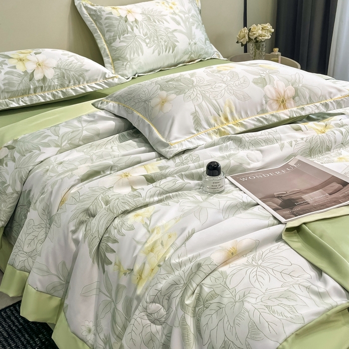 91家纺网 家纺一手货源 找家纺 佳品居 2025新款直播水洗天丝夏被冰丝夏凉被空调被四件套 春熙