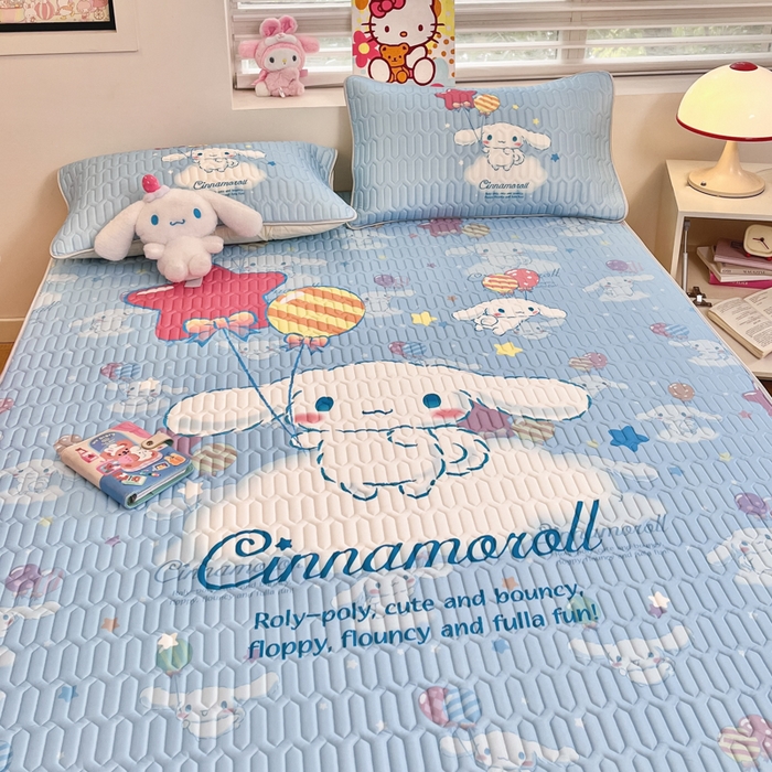 91家纺网 家纺一手货源 找家纺 金爱家 2025新款正版三丽鸥凉感乳胶凉席 气球玉桂狗