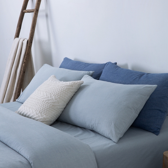 91家纺网 家纺一手货源 找家纺 玖弘家居 2025新款水洗棉单被套 浅蓝