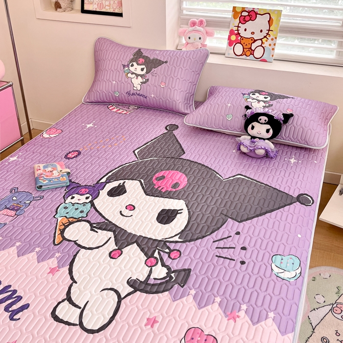 91家纺网 家纺一手货源 找家纺 金爱家 2025新款正版三丽鸥凉感乳胶凉席 冰淇淋库洛米