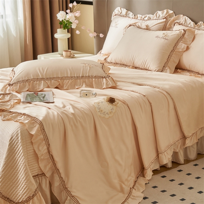 91家纺网 家纺一手货源 找家纺 恒爱家纺  2025新款莫代尔柔情似水多功能夏被床盖四件套			 			 美人玉