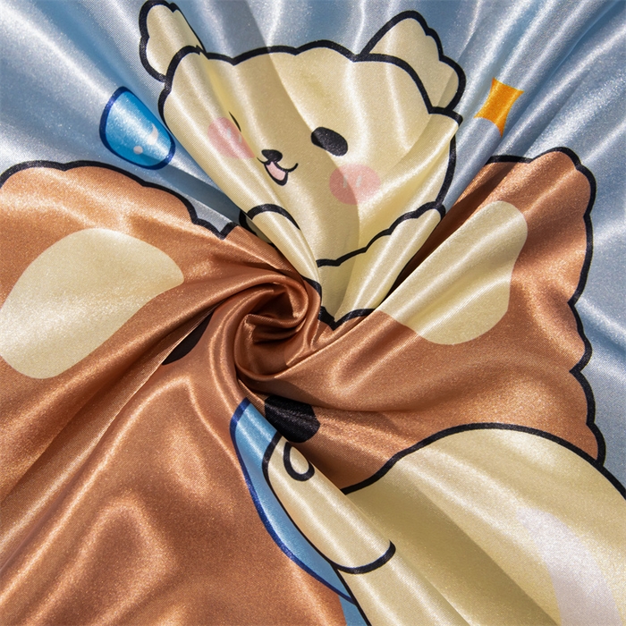 91家纺网 家纺一手货源 找家纺 梦舒羽 2025新款可水洗冰丝双人枕套凉爽情侣枕头套枕芯套 乖巧熊宝