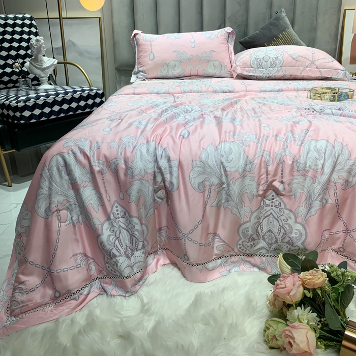 91家纺网 家纺一手货源 找家纺 棉生活家纺 2025新款春夏莫代尔天丝夏被 辉煌时刻-粉