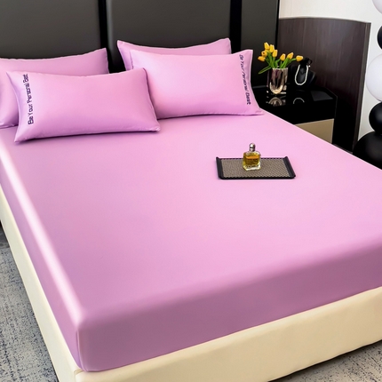 91家纺网 家纺一手货源 找家纺 纽缦家纺 2025新款纯色提花冰丝系列床笠单件-单床笠 梦幻紫