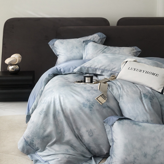 91家纺网 家纺一手货源 找家纺 金奇达2025新款【盛夏流年】-茧养莱赛尔四件套（标准号全网控价（折后券后）不低于258元） 墨尔本-星空蓝