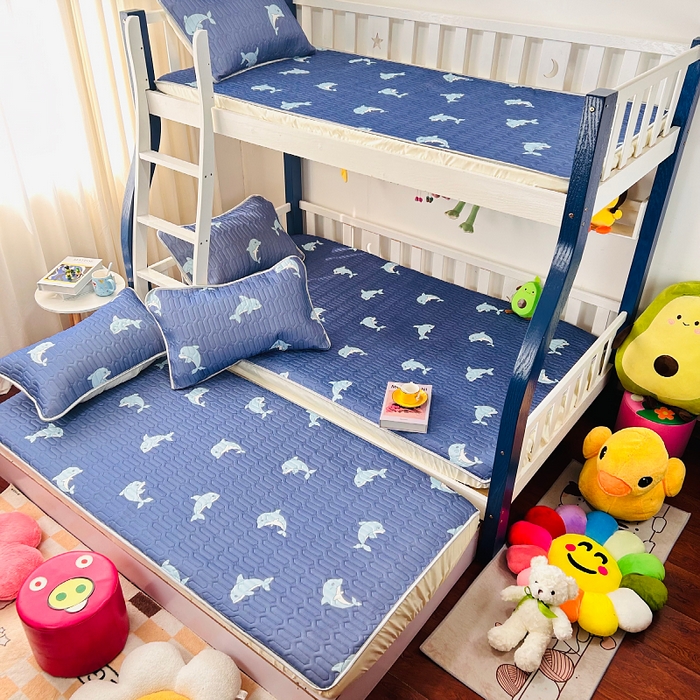 91家纺网 家纺一手货源 找家纺 小虾米 2025乳胶凉席上下床床笠 海豚宝贝