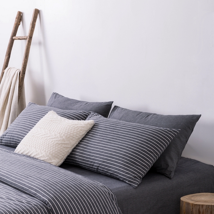 91家纺网 家纺一手货源 找家纺 玖弘家居 2025新款水洗棉单被套 黑细条