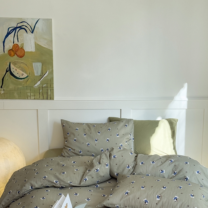 91家纺网 家纺一手货源 找家纺 2025新品全棉A类双层纱卡通风系列四件套 奶酪狗