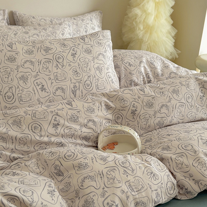 91家纺网 家纺一手货源 找家纺 塞纳 2026新款.全棉有氧双层纱四件套-场景二-浪漫主义-兰