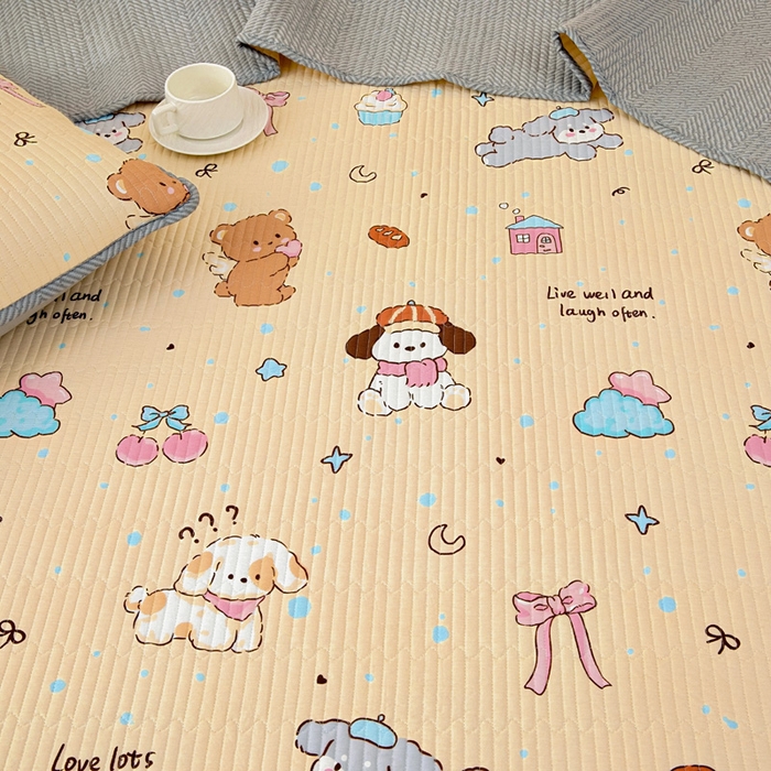 91家纺网 家纺一手货源 找家纺 情煊家纺 2025新款双面全棉夹棉枕套 好奇狗