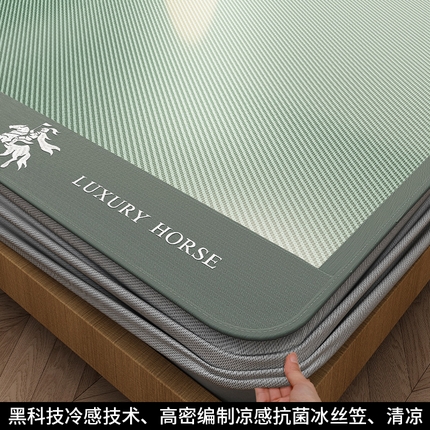 孩子王家纺 2025新款轻柔丝凉席冰丝席-文森特系列 床笠款-苹果绿