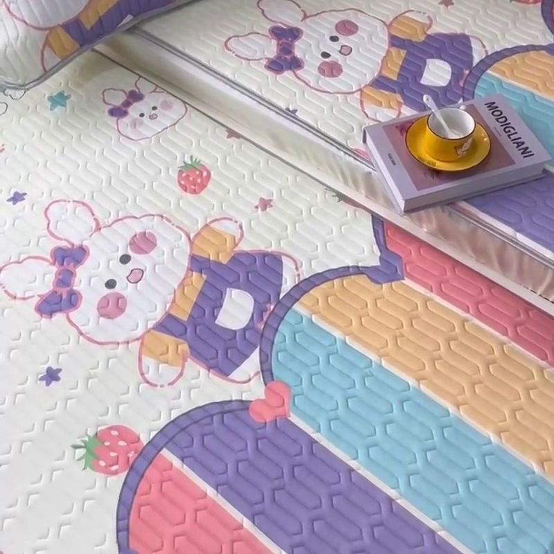 91家纺网 家纺一手货源 找家纺 小虾米 2025乳胶凉席上下床床笠 彩虹兔