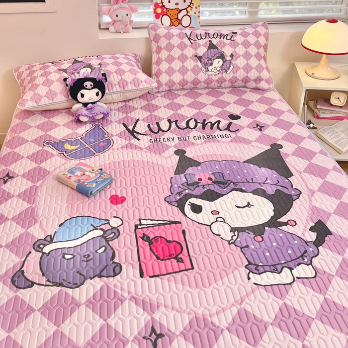 91家纺网 家纺一手货源 找家纺 金爱家 2025新款正版三丽鸥凉感乳胶凉席 晚安库洛米