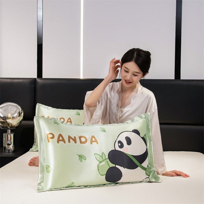 91家纺网 家纺一手货源 找家纺 （总）梦舒羽 2025新款可水洗冰丝卡通枕套宿舍48x74cm单人凉爽枕头套