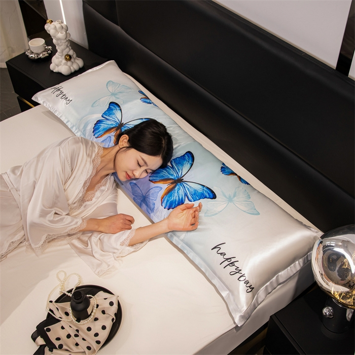 91家纺网 家纺一手货源 找家纺 梦舒羽 2025新款可水洗冰丝双人枕套凉爽情侣枕头套枕芯套 蝴蝶梦