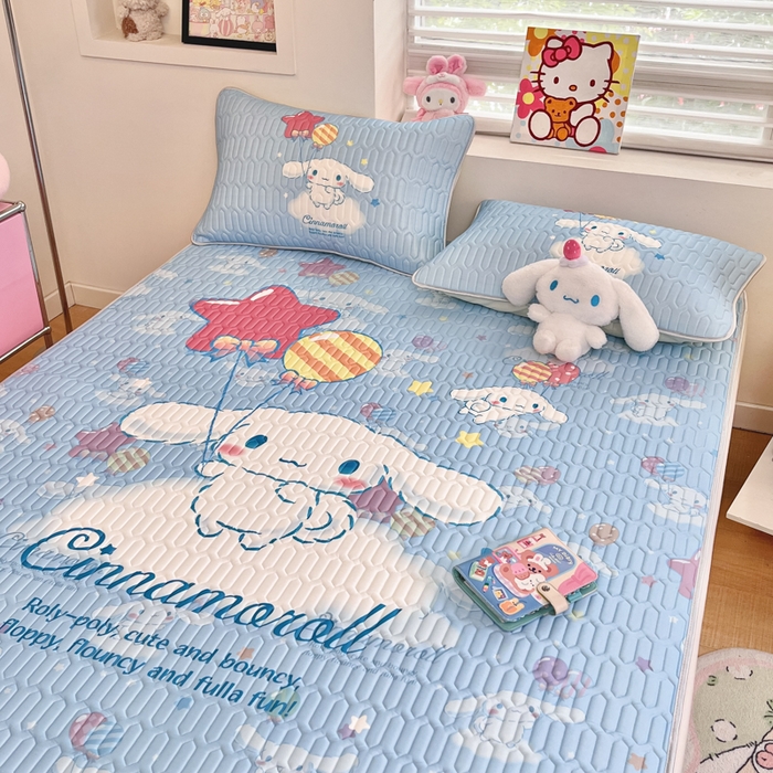 91家纺网 家纺一手货源 找家纺 金爱家 2025新款正版三丽鸥凉感乳胶凉席 气球玉桂狗