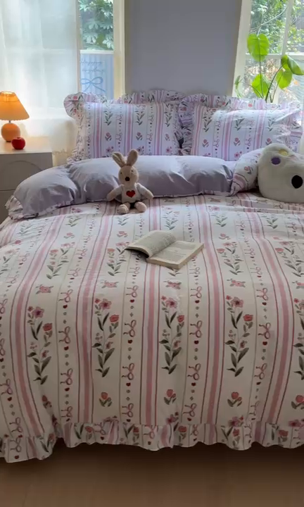 91家纺网 家纺一手货源 找家纺 雨帆家纺2025新款水洗棉印花四件套 繁华似锦