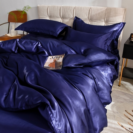 经年 2025年特价款丝绸水洗冰丝四件套-四件套 直播爆款 深蓝