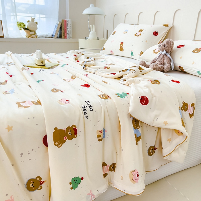 91家纺网 家纺一手货源 找家纺 2025新款A类小清新针织棉夏凉被 欢乐派对