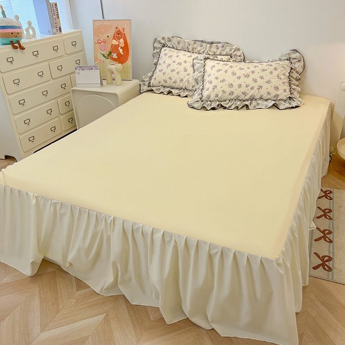 91家纺网 家纺一手货源 找家纺 眠帛家居 2025新款A类皱皱纱蕾丝花边四件套 芬芳