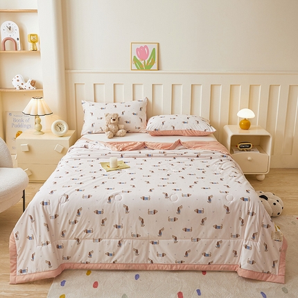 91家纺网 家纺一手货源 找家纺 （总）欢乐季  2025新款A类抗菌双层纱大豆夏凉被空调被夏被四件套