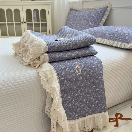 91家纺网 家纺一手货源 找家纺 （总）美优兰 2025全棉法式花边双层纱水洗棉花床盖三件套（提供买家秀）