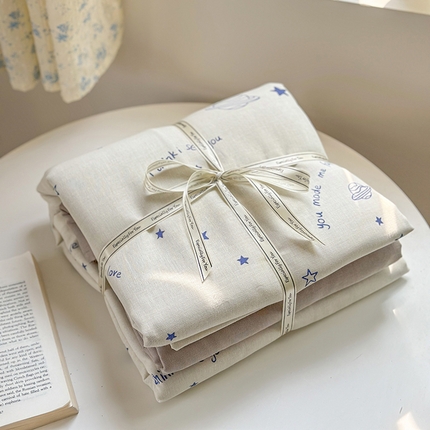 91家纺网 家纺一手货源 找家纺 2025新款全棉有氧双层纱四件套-卡通系列 星际