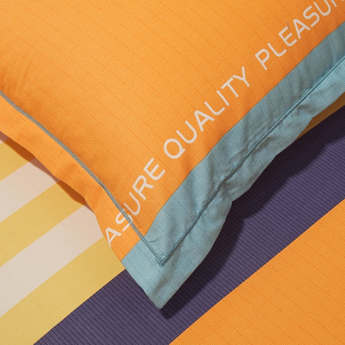 91家纺网 家纺一手货源 找家纺 简约家纺 2025新款全棉磨毛印花单品枕套 爱在首尔 橘