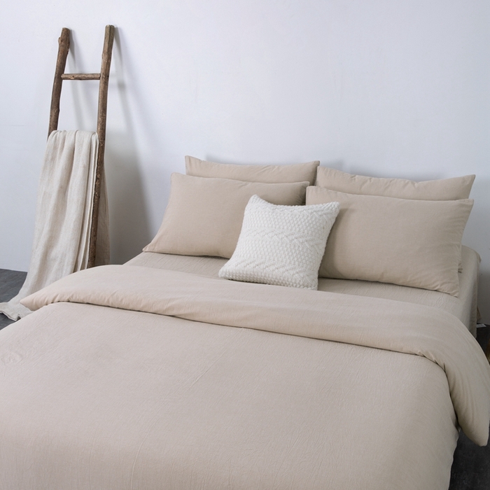 91家纺网 家纺一手货源 找家纺 玖弘家居 2025新款水洗棉单被套 卡其