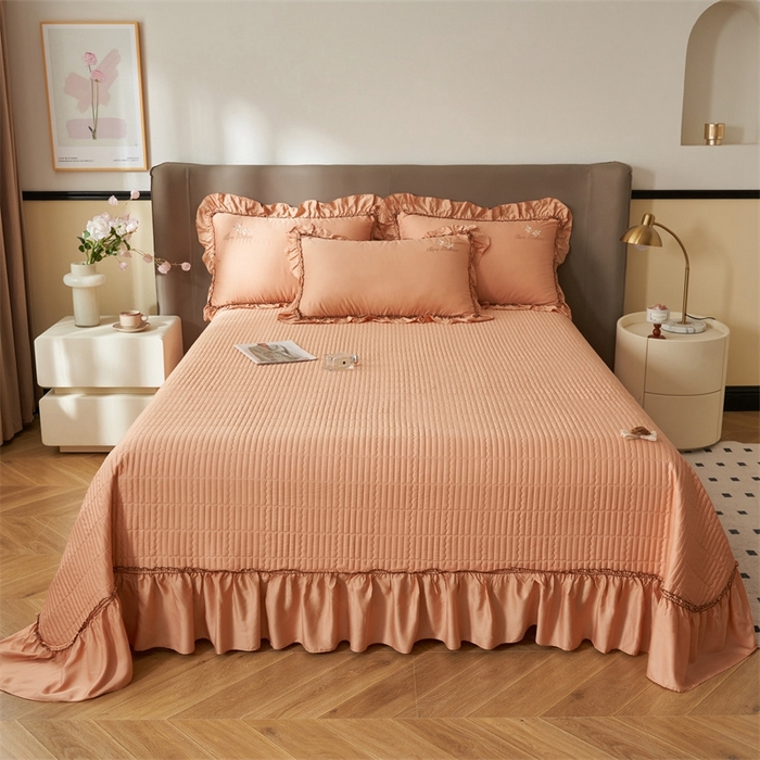 91家纺网 家纺一手货源 找家纺 恒爱家纺  2025新款莫代尔柔情似水多功能夏被床盖四件套			 			 爱玛橙