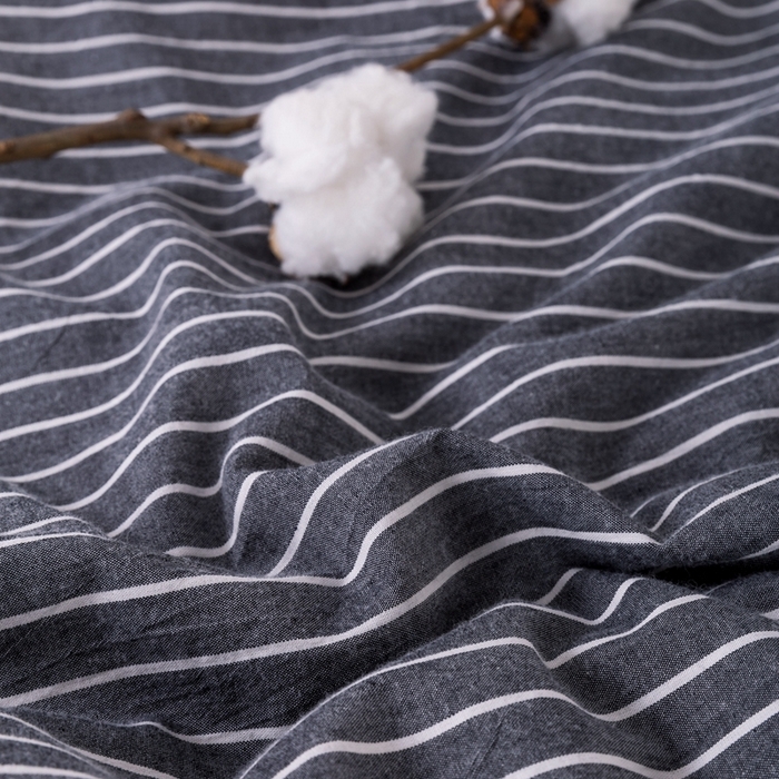 91家纺网 家纺一手货源 找家纺 玖弘家居 2025新款水洗棉单被套 黑细条