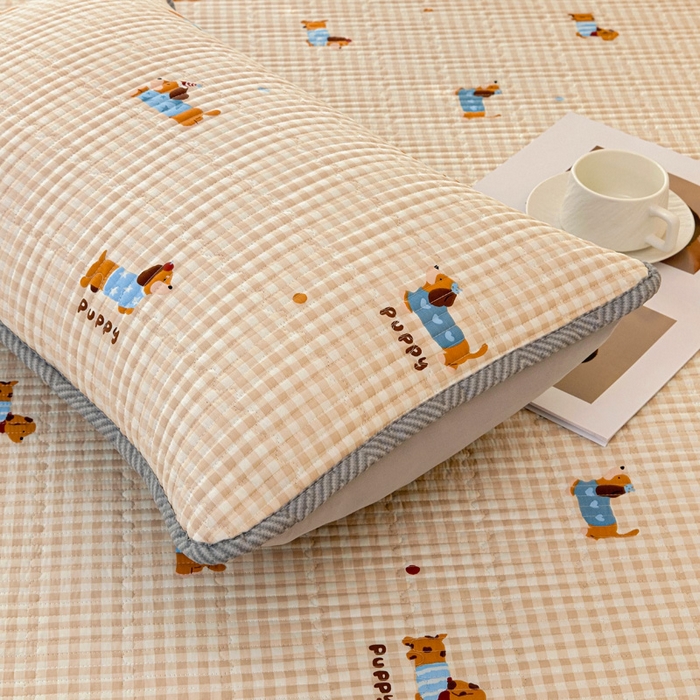 91家纺网 家纺一手货源 找家纺 情煊家纺 2025新款双面全棉夹棉枕套 俏皮狗