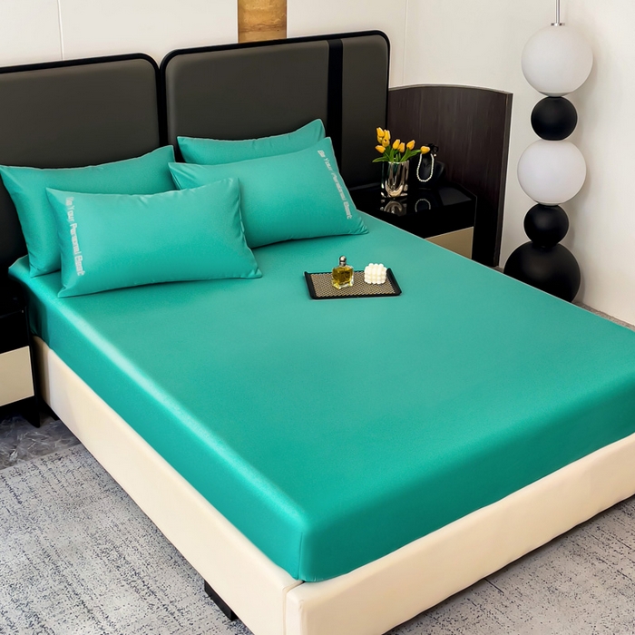 91家纺网 家纺一手货源 找家纺 纽缦家纺 2025新款纯色提花冰丝系列床笠单件-单床笠 薄荷绿