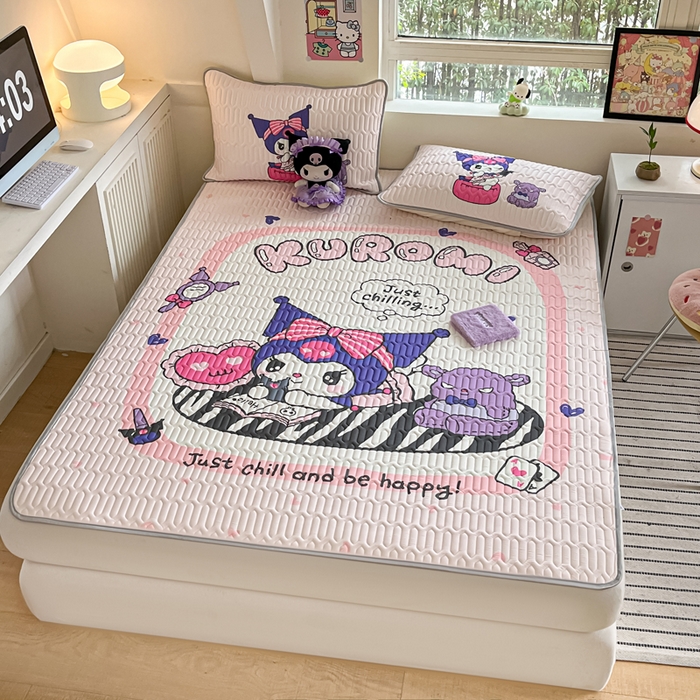 91家纺网 家纺一手货源 找家纺 金爱家 2025新款正版三丽鸥凉感乳胶凉席 贪玩库洛米