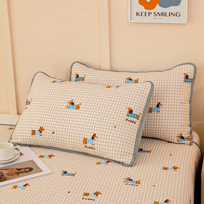 91家纺网 家纺一手货源 找家纺 情煊家纺 2025新款双面全棉夹棉枕套 俏皮狗